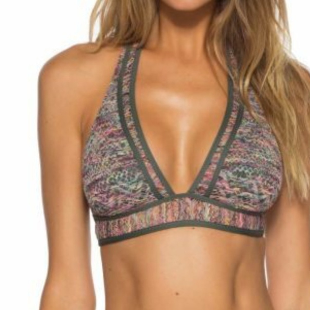 BECCA by Rebecca Virtue Modern Edge Halter Bikini Top Adjustable Medium